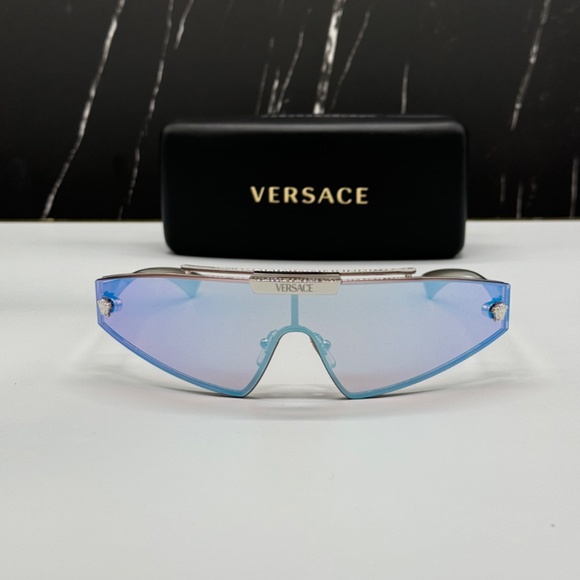 NEW VE2265 100011 VERSACE MOD 2265 1000/11 SILVER VE2265 1000/11 SUNGLASSES - Picture 5 of 16